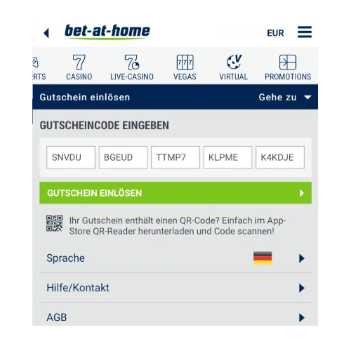 Bet at Home Gutschein Code