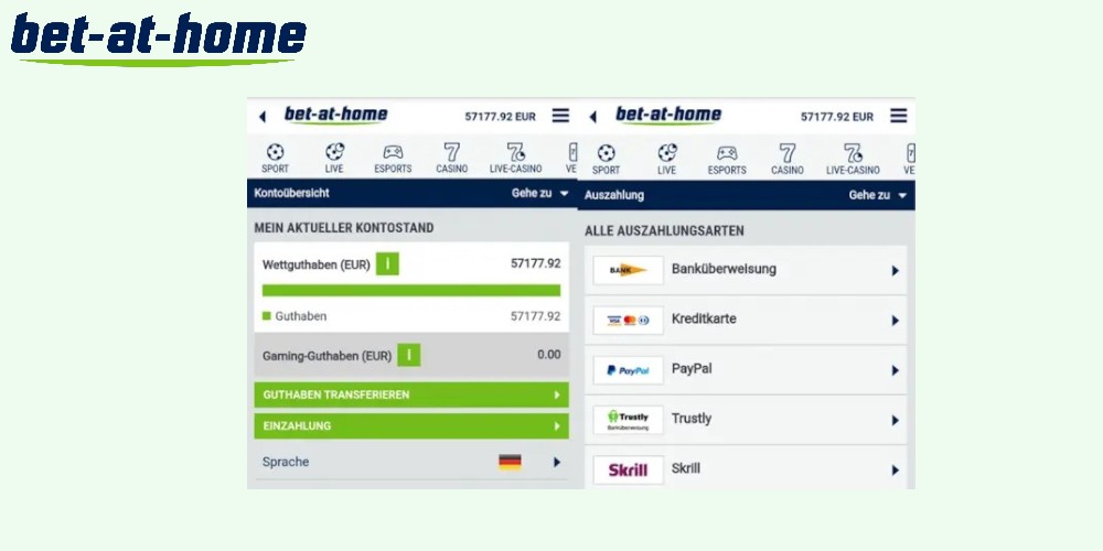 Ein- und Auszahlungen im Bet-at-Home Casino